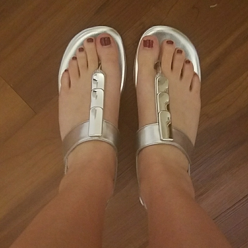 Silver comfort fashion wedges